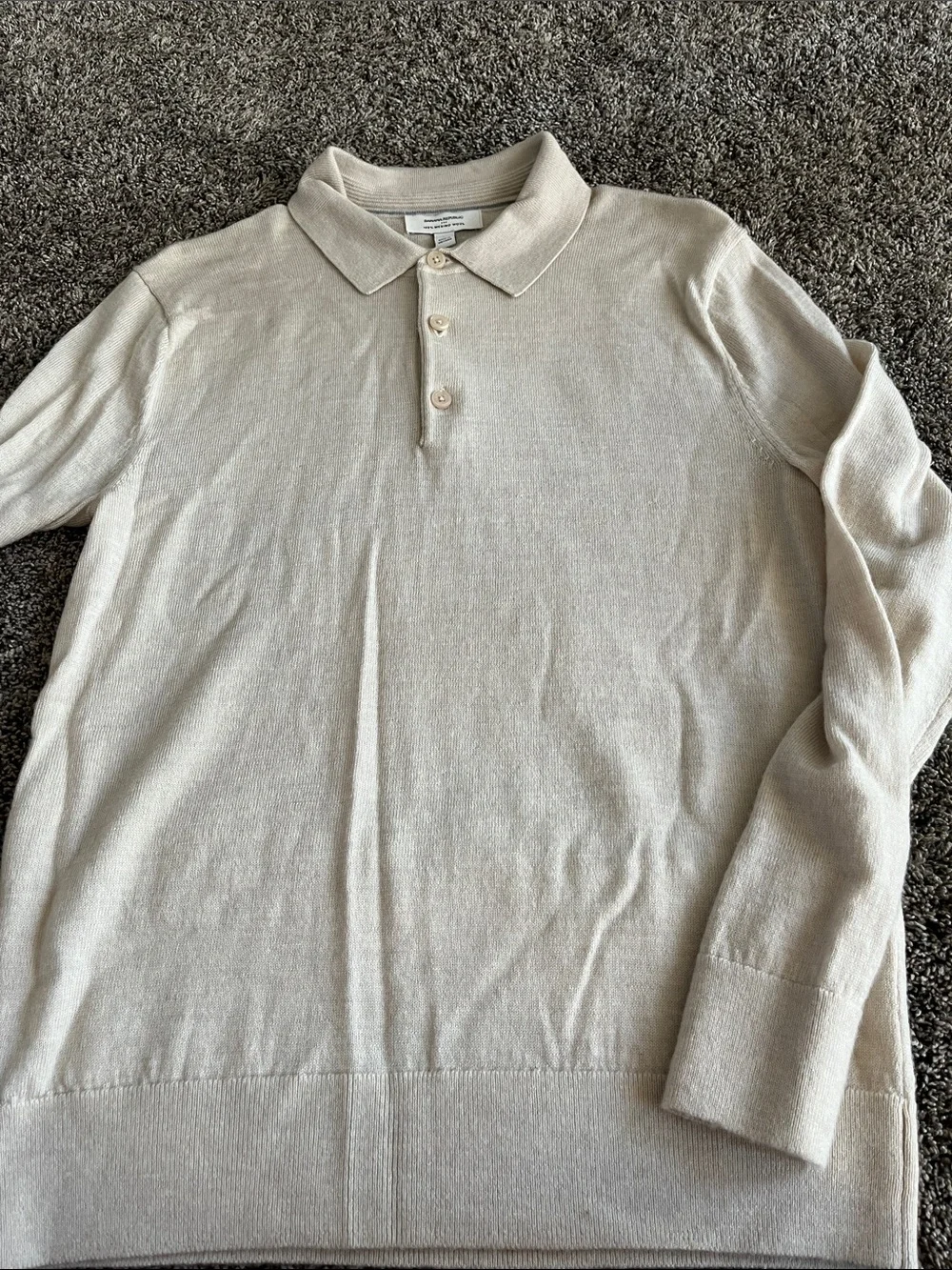 Banana Republic Men’s Long-Sleeve Polo — Light Beige. Very good condition.